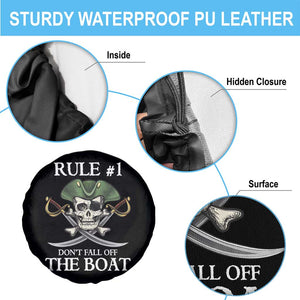 Funny Pirate Spare Tire Cover Rule #1 Don't Fall Off The Boat Cruise Party Gift - PrintYourWear Diameter: 26 inches Camera Hole Size: No hole