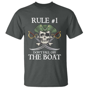 Funny Pirate T Shirt Rule #1 Don't Fall Off The Boat Cruise Party Gift - PrintYourWear Size: S Color: Dark Heather