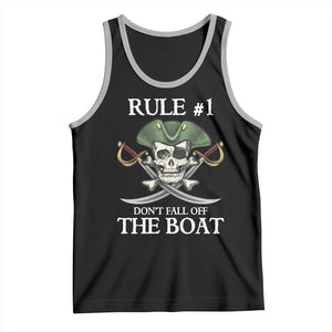 Funny Pirate Tank Top Rule #1 Don't Fall Off The Boat Cruise Party Gift - PrintYourWear Size: XS Color: Black/Athletic Heather