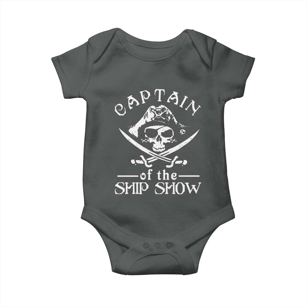 Funny Pirate Baby Onesie Captain Ship Show Boater Boating Captain TS02 Dark Heather Print Your Wear