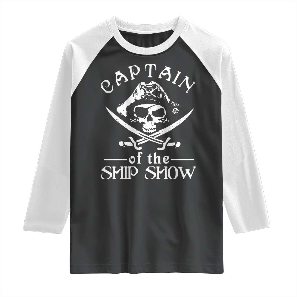 Funny Pirate Raglan Shirt Captain Ship Show Boater Boating Captain TS02 Black White Print Your Wear