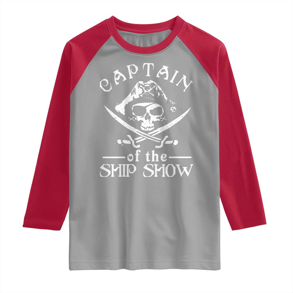 Funny Pirate Raglan Shirt Captain Ship Show Boater Boating Captain TS02 Sport Gray Red Print Your Wear