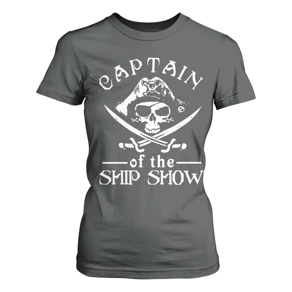 Funny Pirate T Shirt For Women Captain Ship Show Boater Boating Captain TS02 Dark Heather Print Your Wear