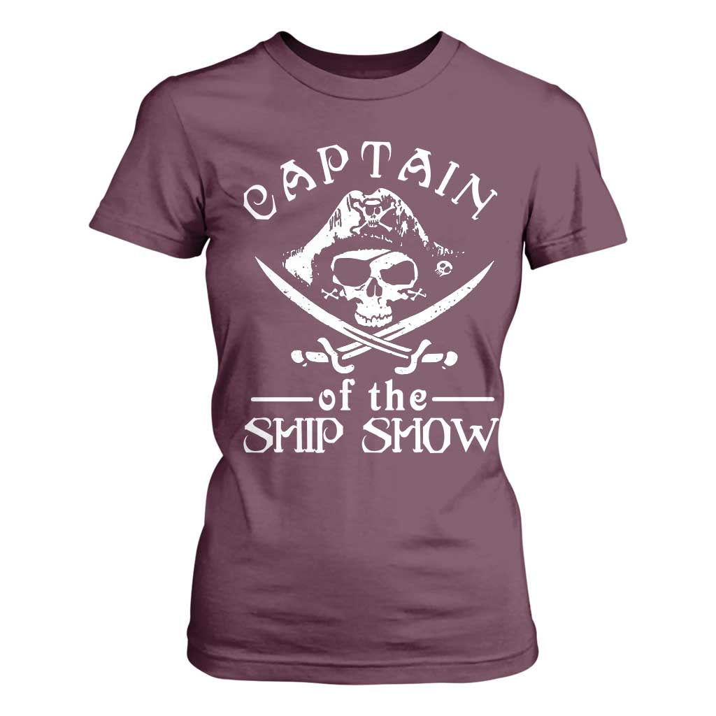 Funny Pirate T Shirt For Women Captain Ship Show Boater Boating Captain TS02 Maroon Print Your Wear