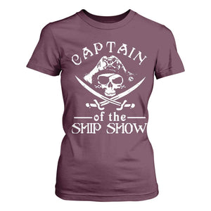 Funny Pirate T Shirt For Women Captain Ship Show Boater Boating Captain TS02 Maroon Print Your Wear