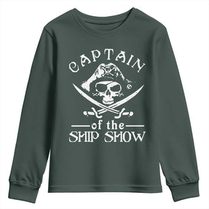 Funny Pirate Youth Sweatshirt Captain Ship Show Boater Boating Captain TS02 Dark Forest Green Print Your Wear