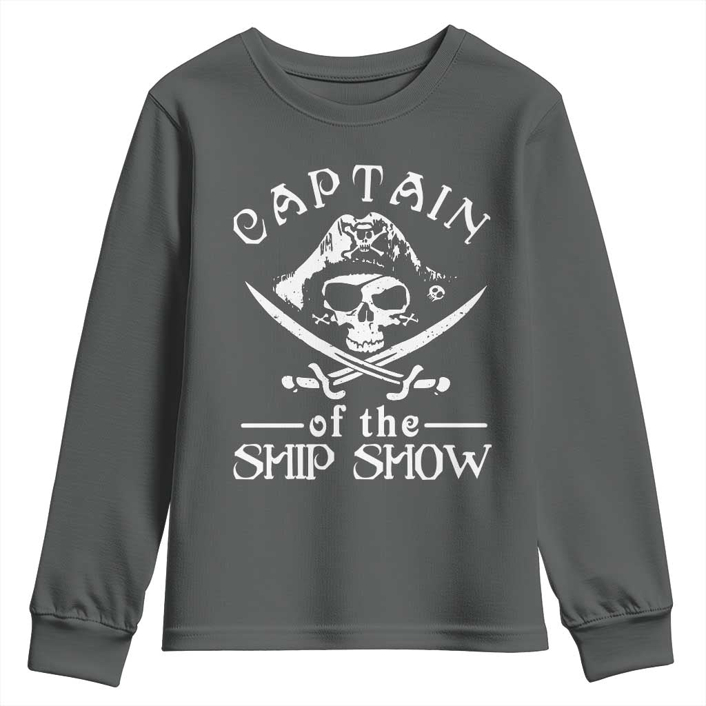 Funny Pirate Youth Sweatshirt Captain Ship Show Boater Boating Captain TS02 Dark Heather Print Your Wear