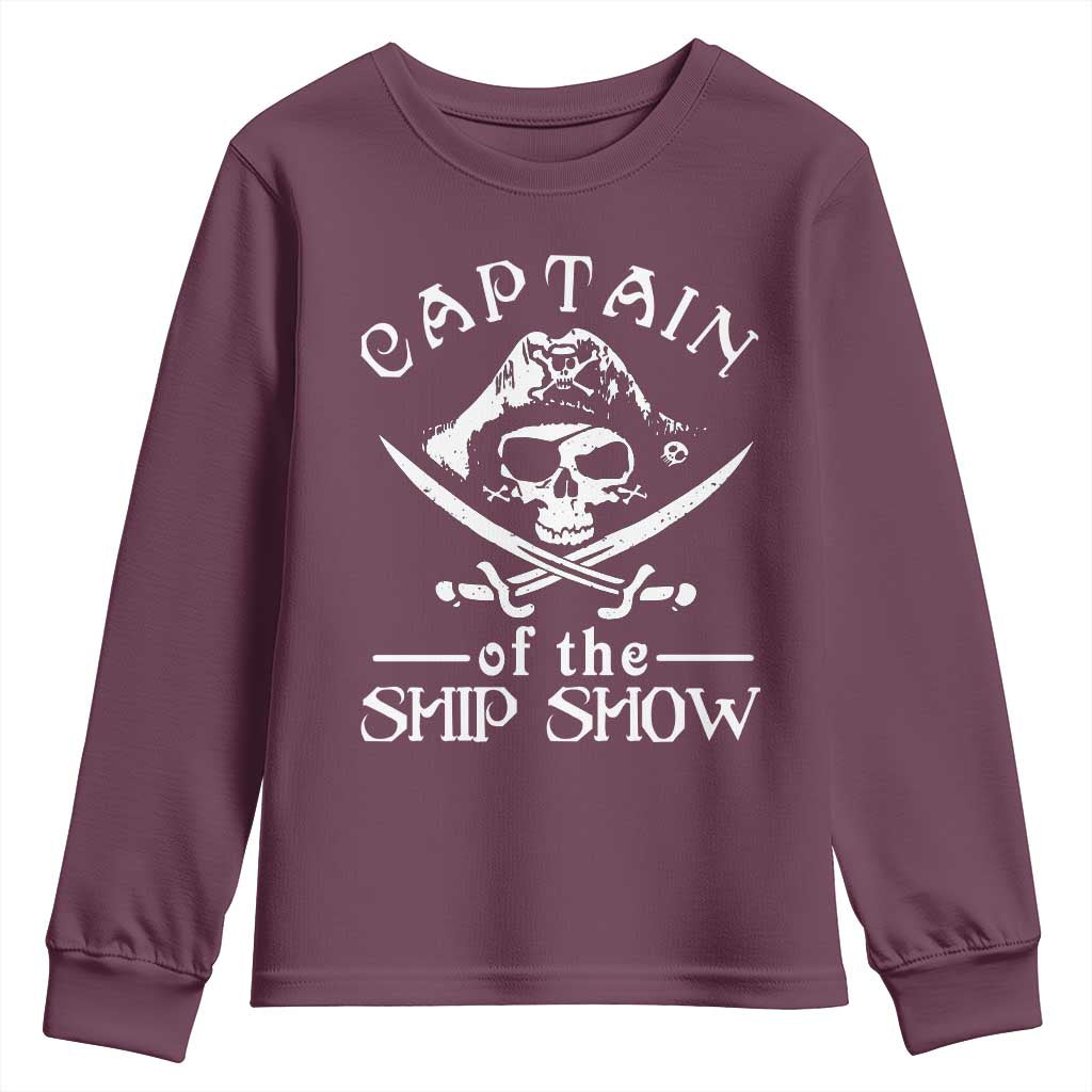 Funny Pirate Youth Sweatshirt Captain Ship Show Boater Boating Captain TS02 Maroon Print Your Wear