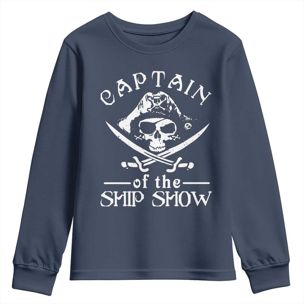 Funny Pirate Youth Sweatshirt Captain Ship Show Boater Boating Captain TS02 Navy Print Your Wear