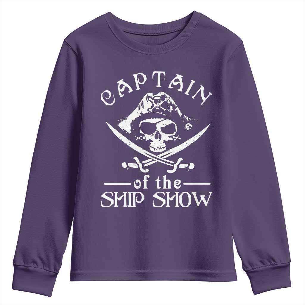 Funny Pirate Youth Sweatshirt Captain Ship Show Boater Boating Captain TS02 Purple Print Your Wear