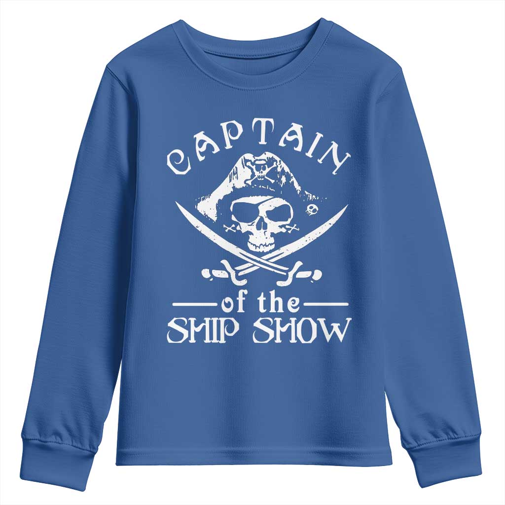 Funny Pirate Youth Sweatshirt Captain Ship Show Boater Boating Captain TS02 Royal Blue Print Your Wear