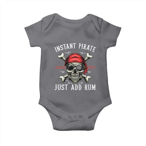 Funny Pirate Skull Baby Onesie Instant Pirate Just Add Rum Funny Jolly Roger Crossbones TS02 Charcoal Print Your Wear