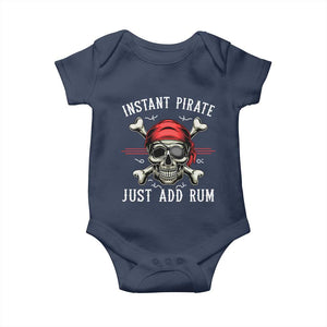 Funny Pirate Skull Baby Onesie Instant Pirate Just Add Rum Funny Jolly Roger Crossbones TS02 Navy Print Your Wear