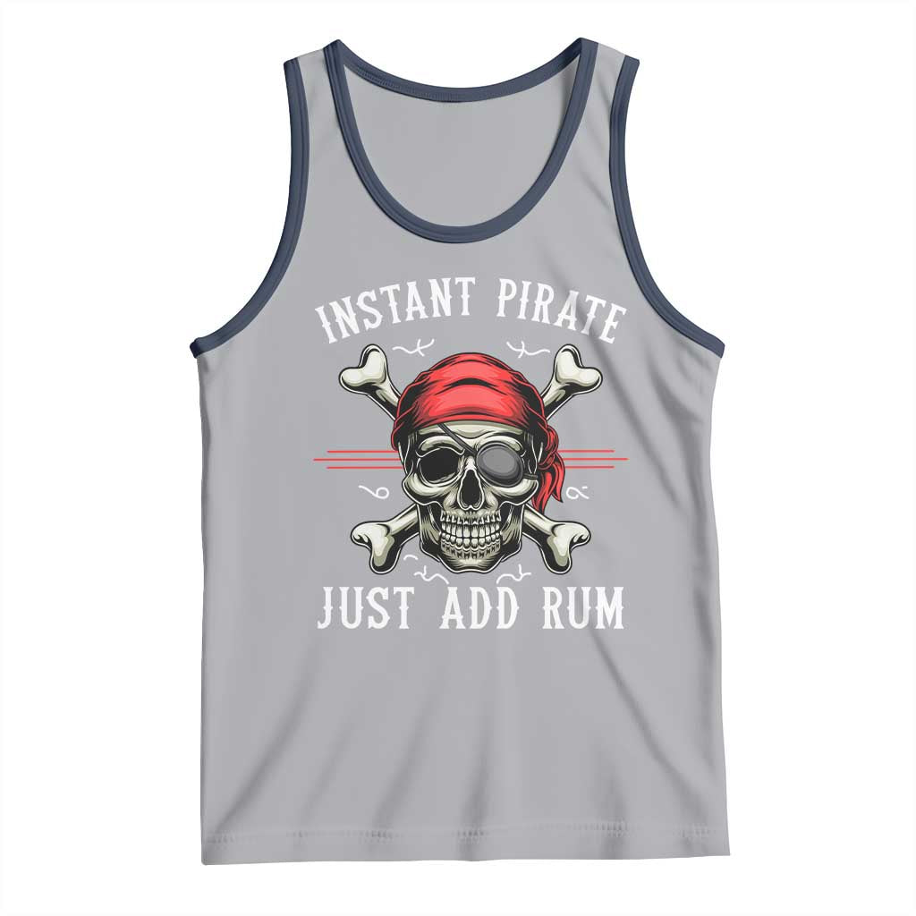 Funny Pirate Skull Tank Top Instant Pirate Just Add Rum Funny Jolly Roger Crossbones TS02 Athletic Heather Navy Print Your Wear