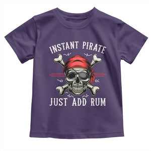 Funny Pirate Skull Toddler T Shirt Instant Pirate Just Add Rum Funny Jolly Roger Crossbones TS02 Purple Print Your Wear