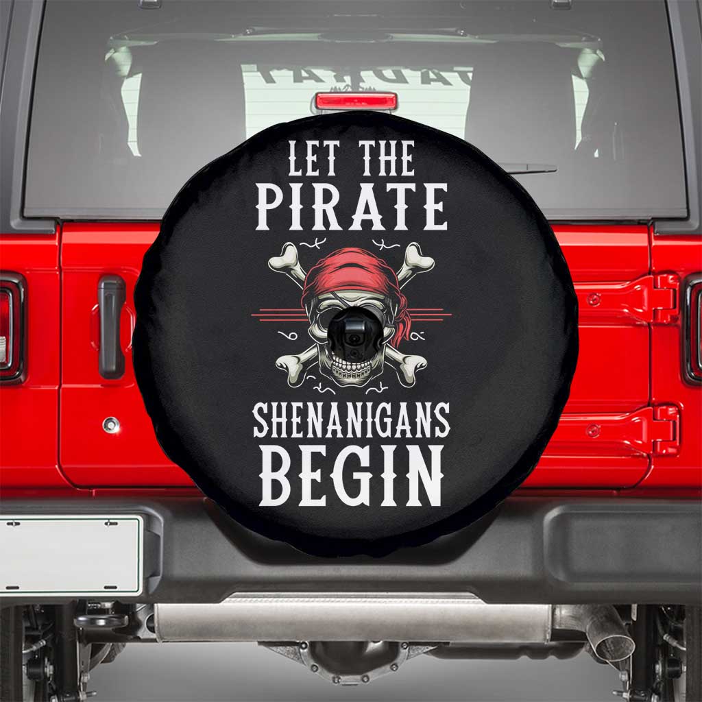 Let The Pirate Shenanigans Begin Spare Tire Cover Pirate Skull TS02 Black Print Your Wear
