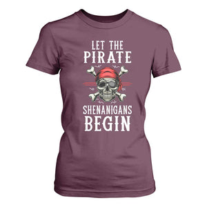 Let The Pirate Shenanigans Begin T Shirt For Women Pirate Skull TS02 Maroon Print Your Wear