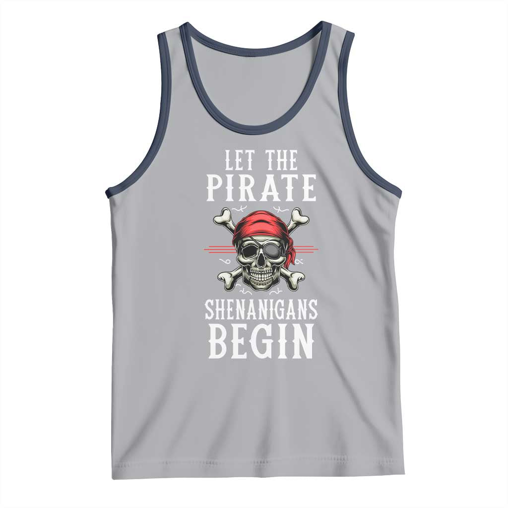 Let The Pirate Shenanigans Begin Tank Top Pirate Skull TS02 Athletic Heather Navy Print Your Wear