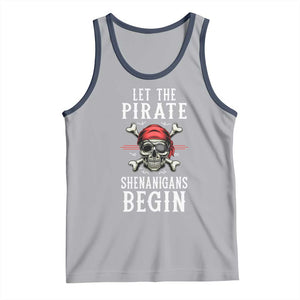 Let The Pirate Shenanigans Begin Tank Top Pirate Skull TS02 Athletic Heather Navy Print Your Wear