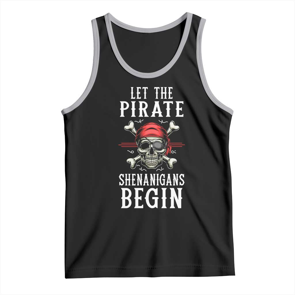 Let The Pirate Shenanigans Begin Tank Top Pirate Skull TS02 Black Athletic Heather Print Your Wear