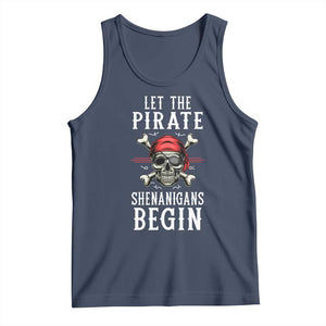 Let The Pirate Shenanigans Begin Tank Top Pirate Skull TS02 Navy Print Your Wear