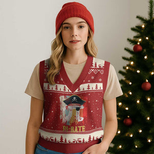 Funny Pi-rate V-Neck Knit Sweater Vest Pi Day Math Geek Pirate Lover TS02 Red Beige Print Your Wear