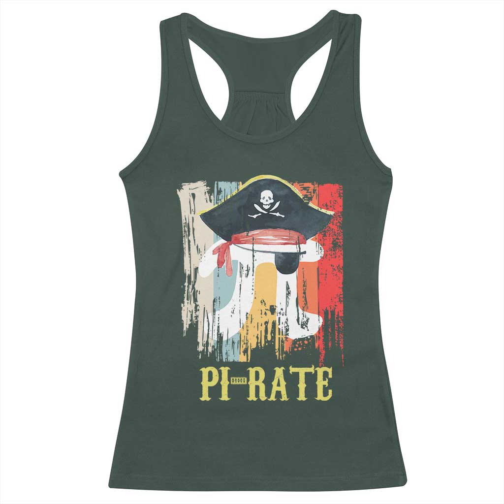 Funny Pi-rate Racerback Tank Top Pi Day Math Geek Pirate Lover TS02 Dark Forest Green Print Your Wear