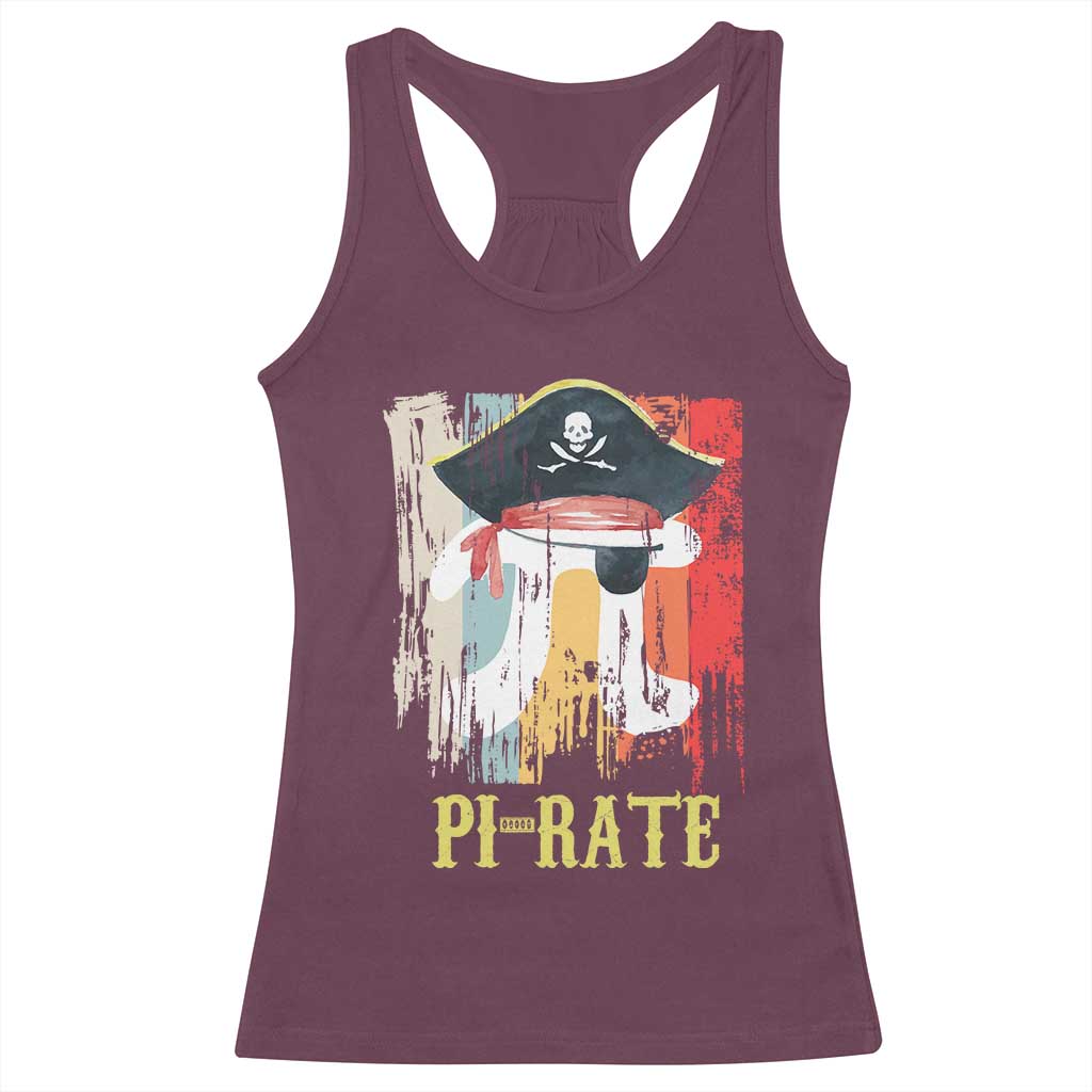 Funny Pi-rate Racerback Tank Top Pi Day Math Geek Pirate Lover TS02 Maroon Print Your Wear