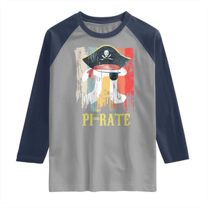 Funny Pi-rate Raglan Shirt Pi Day Math Geek Pirate Lover TS02 Sport Gray Navy Print Your Wear