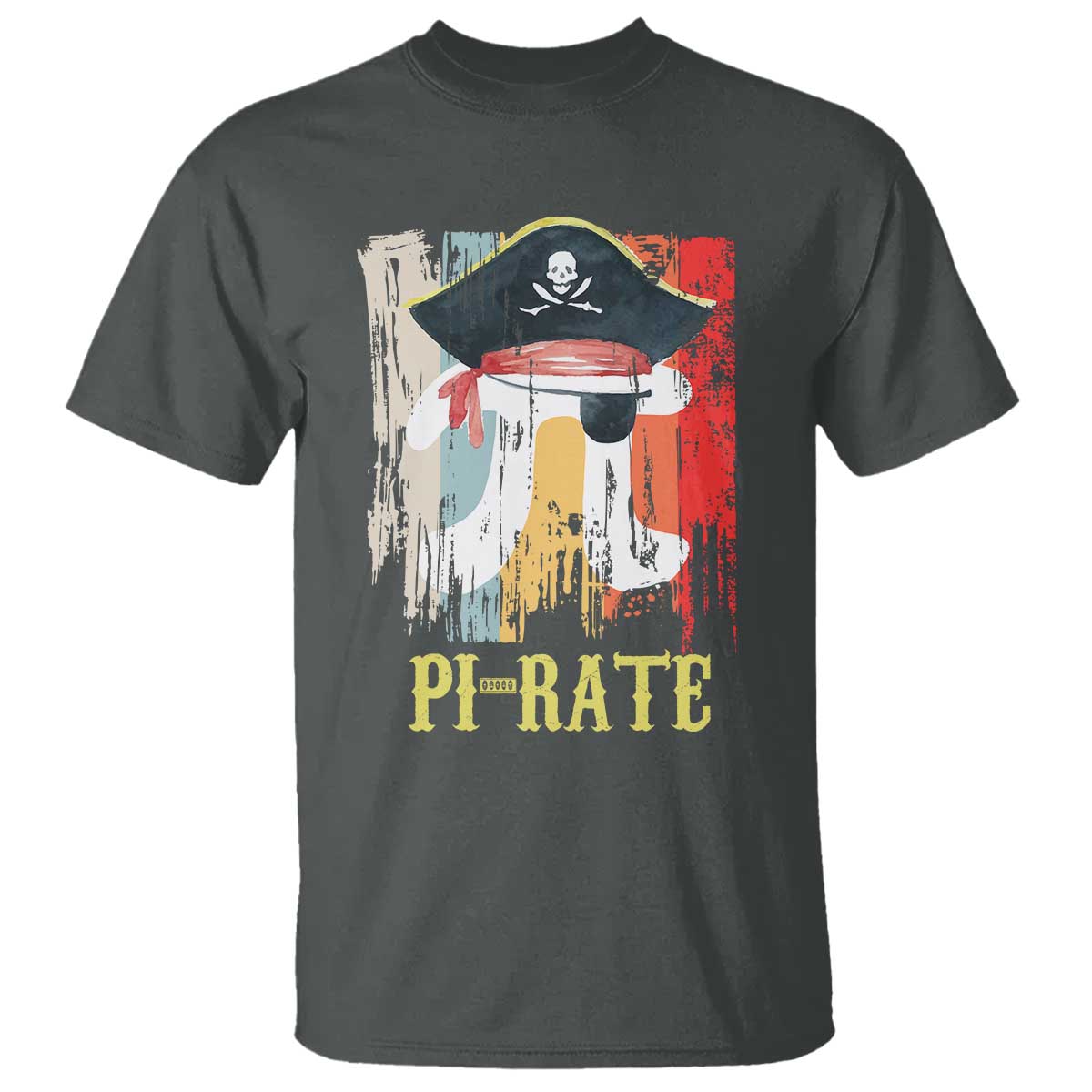 Funny Pi-rate T Shirt Pi Day Math Geek Pirate Lover TS02 Dark Heather Print Your Wear