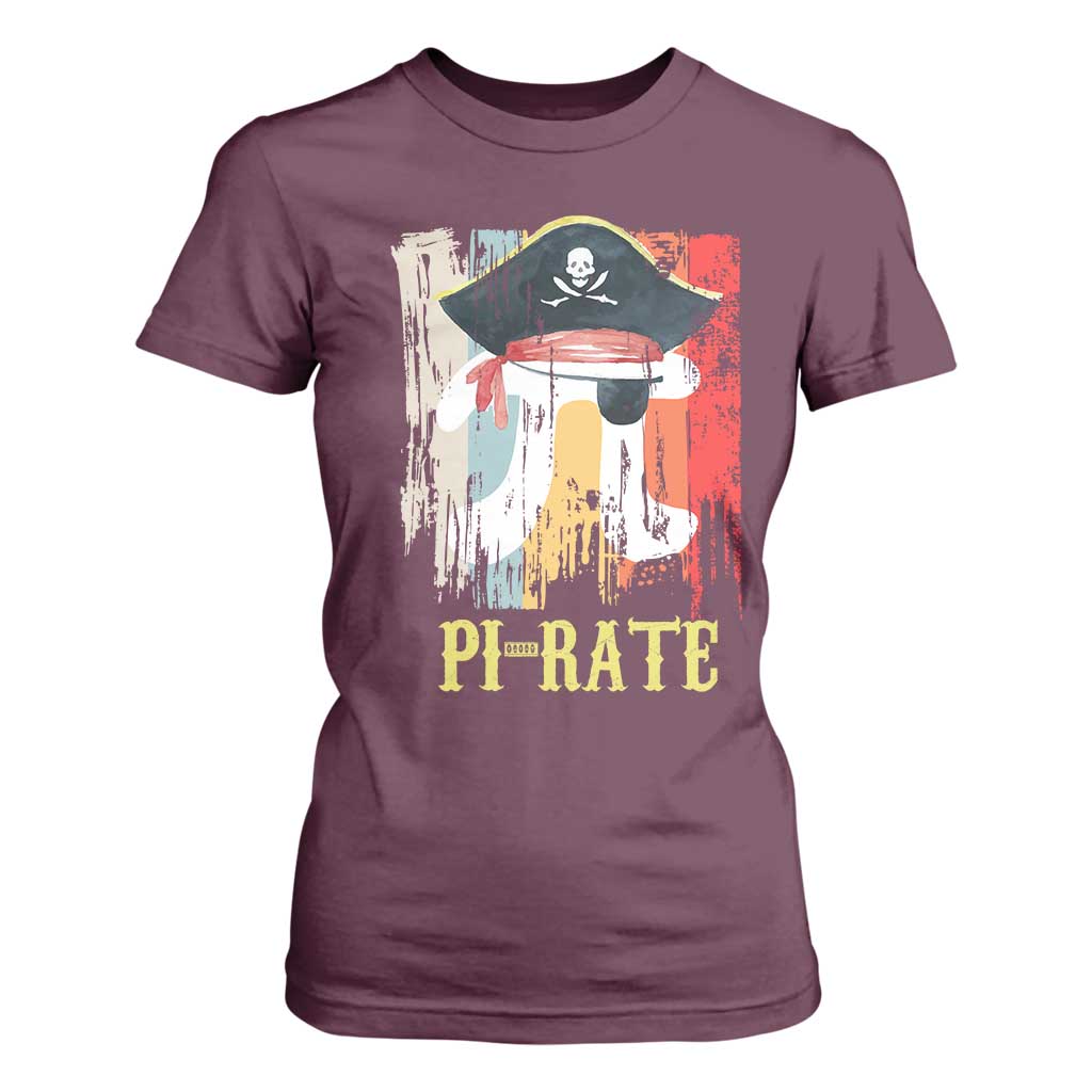 Funny Pi-rate T Shirt For Women Pi Day Math Geek Pirate Lover TS02 Maroon Print Your Wear