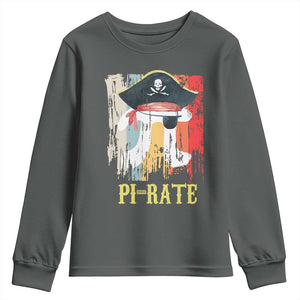 Funny Pi-rate Youth Sweatshirt Pi Day Math Geek Pirate Lover TS02 Dark Heather Print Your Wear