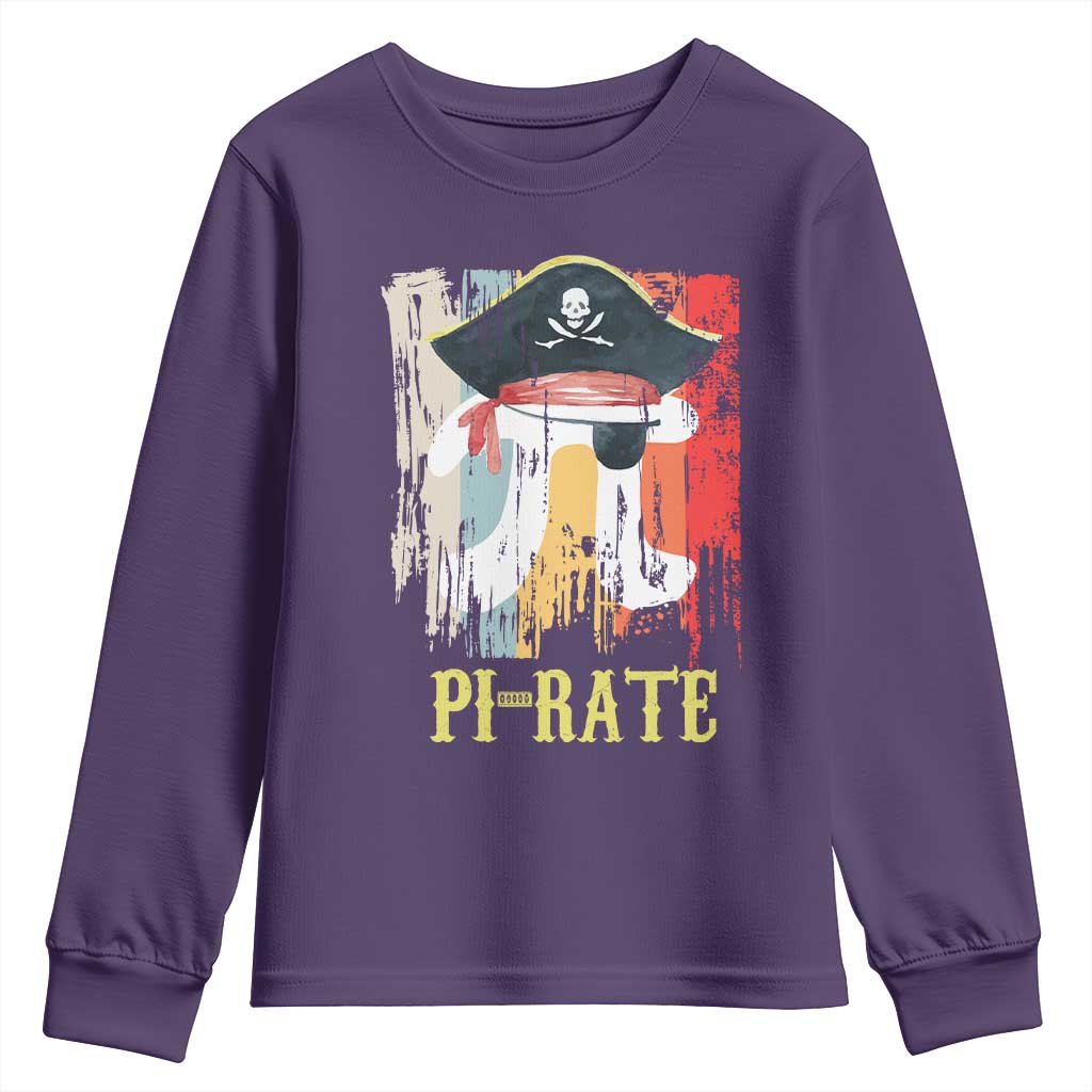 Funny Pi-rate Youth Sweatshirt Pi Day Math Geek Pirate Lover TS02 Purple Print Your Wear