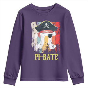 Funny Pi-rate Youth Sweatshirt Pi Day Math Geek Pirate Lover TS02 Purple Print Your Wear