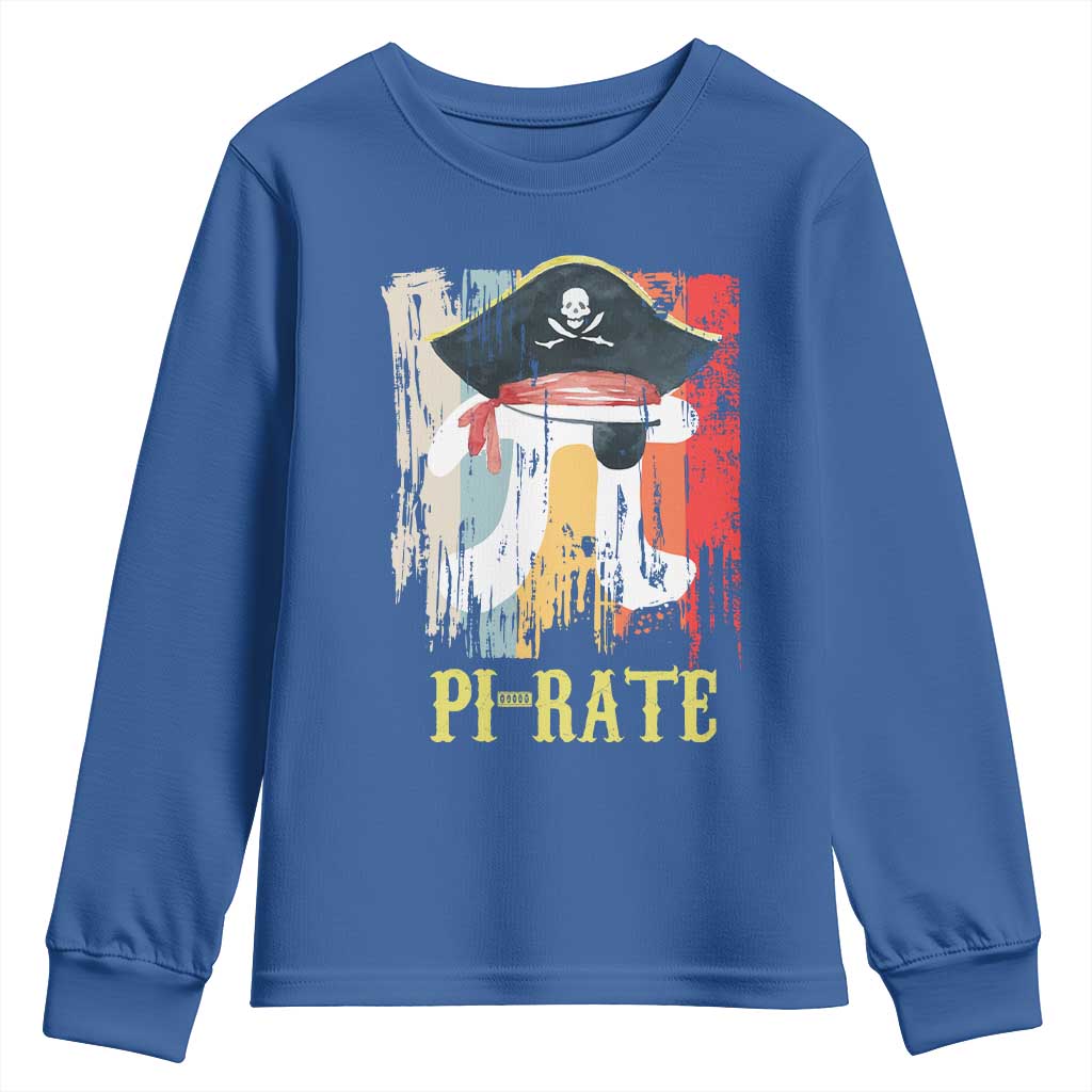 Funny Pi-rate Youth Sweatshirt Pi Day Math Geek Pirate Lover TS02 Royal Blue Print Your Wear