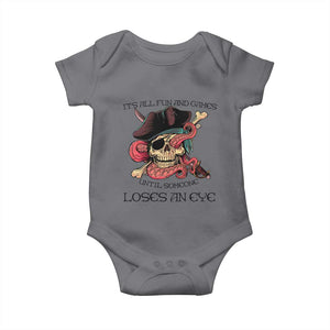 Funny Pirate Baby Onesie All Fun And Games Until Someone Loses an Eye TS02 Charcoal Print Your Wear