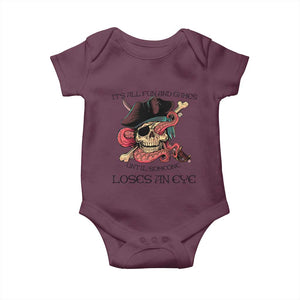Funny Pirate Baby Onesie All Fun And Games Until Someone Loses an Eye TS02 Maroon Print Your Wear