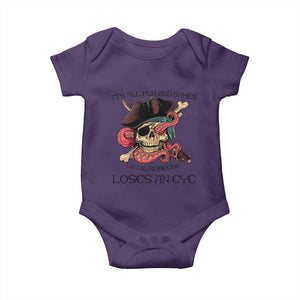 Funny Pirate Baby Onesie All Fun And Games Until Someone Loses an Eye TS02 Purple Print Your Wear