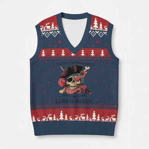 Funny Pirate V-Neck Knit Sweater Vest All Fun And Games Until Someone Loses an Eye TS02 Navy Red Print Your Wear