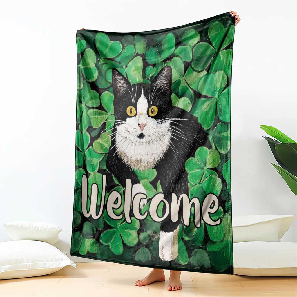 Happy St. Patrick's Day Cat Throw Blanket Welcome Funny Catrick Green Lucky Shamrocks TS02 Print Your Wear