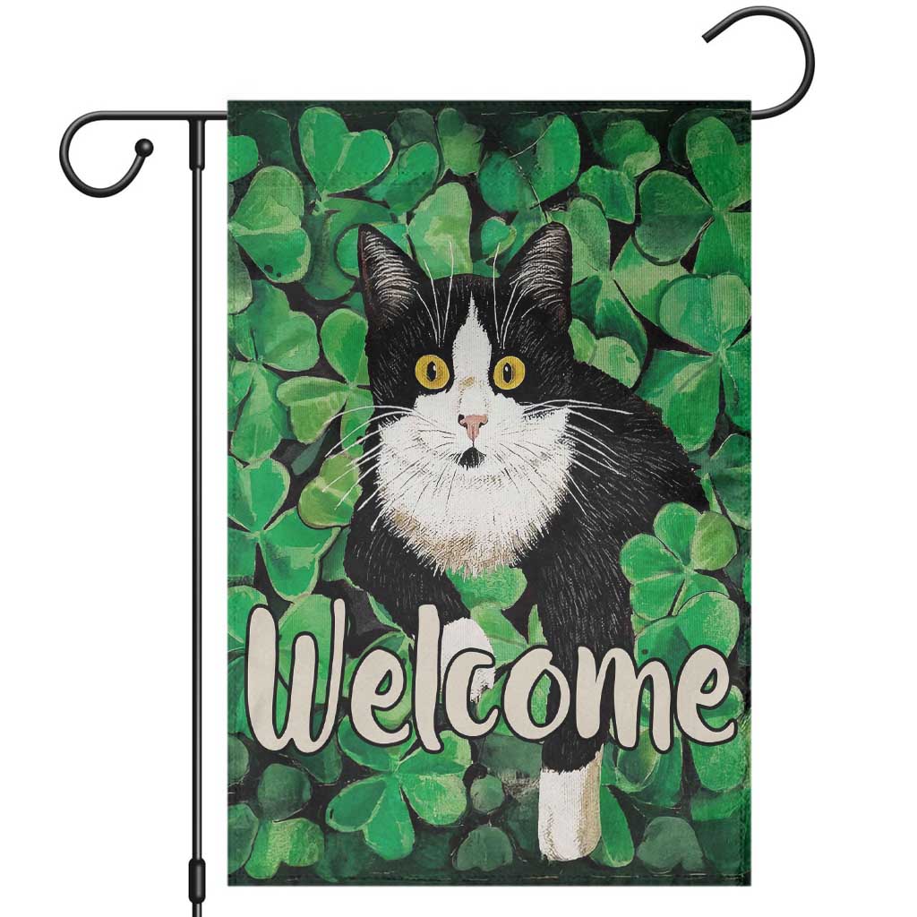 Happy St. Patrick's Day Cat Garden Flag Welcome Funny Catrick Green Lucky Shamrocks TS02 Irish Green Print Your Wear