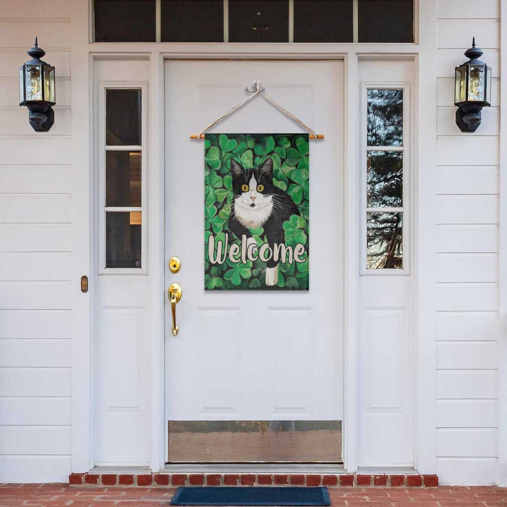 Happy St. Patrick's Day Cat Garden Flag Welcome Funny Catrick Green Lucky Shamrocks TS02 Print Your Wear