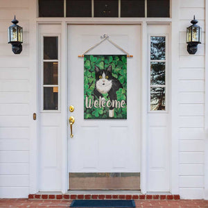 Happy St. Patrick's Day Cat Garden Flag Welcome Funny Catrick Green Lucky Shamrocks TS02 Print Your Wear