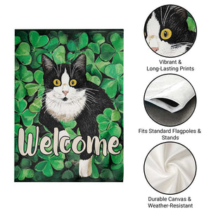 Happy St. Patrick's Day Cat Garden Flag Welcome Funny Catrick Green Lucky Shamrocks TS02 Print Your Wear