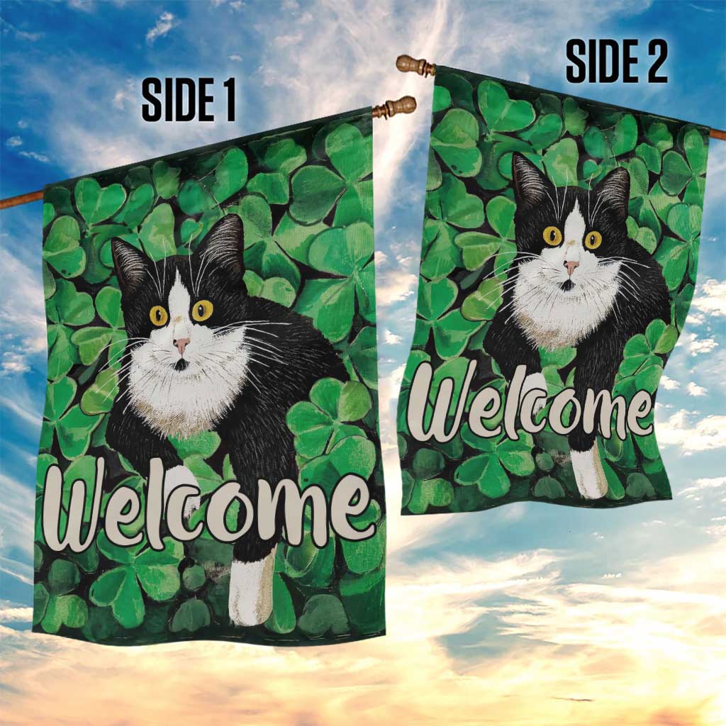 Happy St. Patrick's Day Cat Garden Flag Welcome Funny Catrick Green Lucky Shamrocks TS02 Print Your Wear