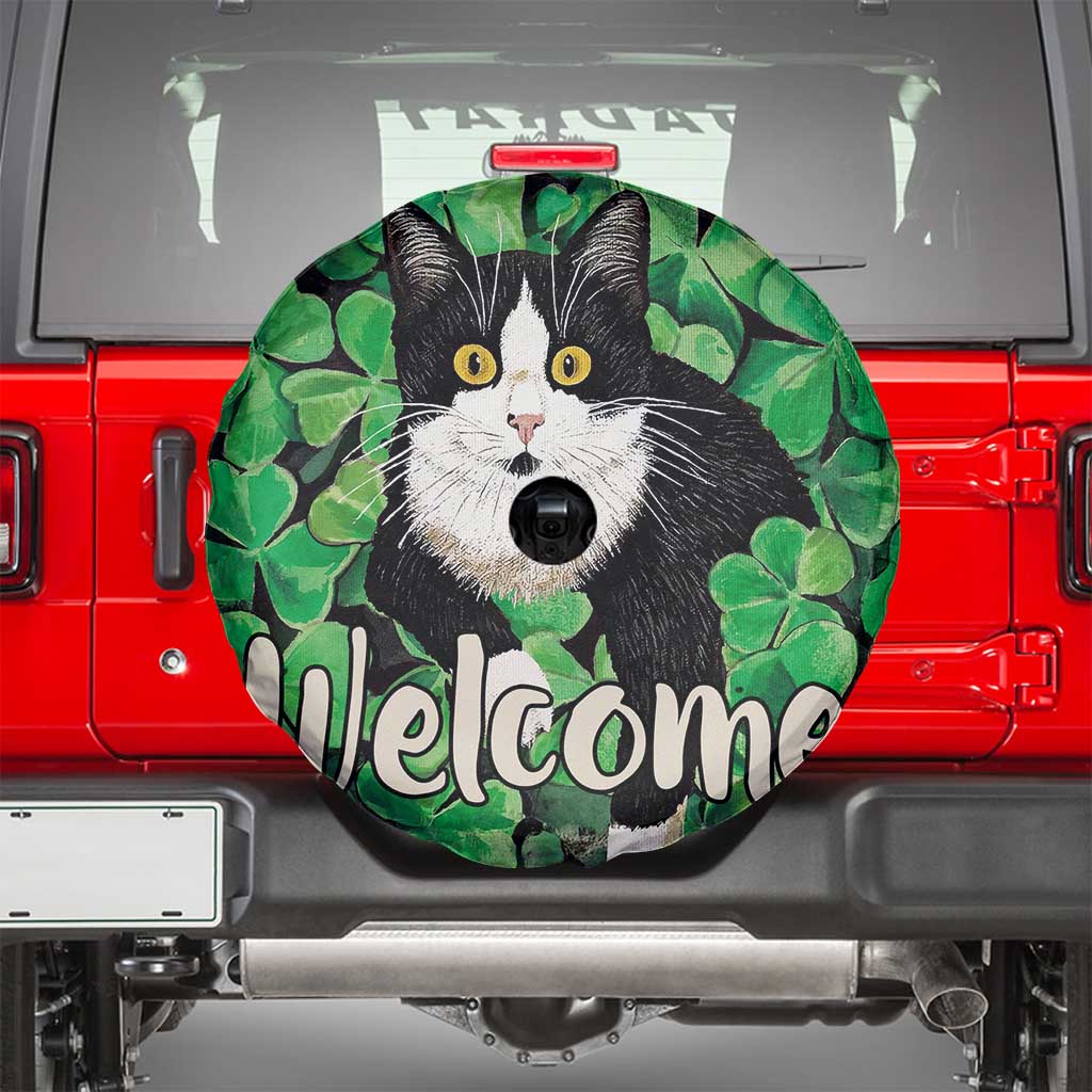 Happy St. Patrick's Day Cat Spare Tire Cover Welcome Funny Catrick Green Lucky Shamrocks TS02 Irish Green Print Your Wear