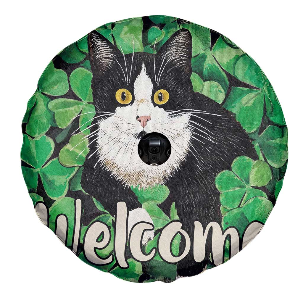 Happy St. Patrick's Day Cat Spare Tire Cover Welcome Funny Catrick Green Lucky Shamrocks TS02 Print Your Wear