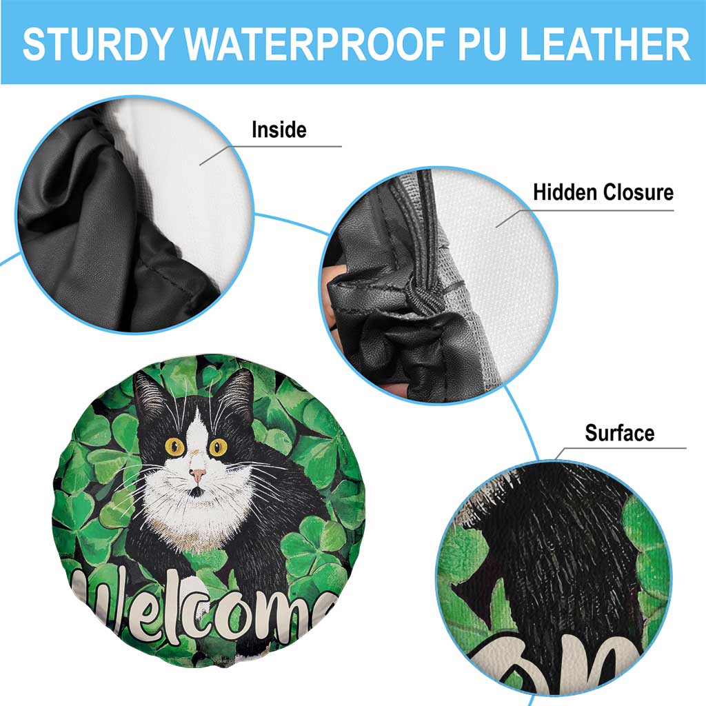 Happy St. Patrick's Day Cat Spare Tire Cover Welcome Funny Catrick Green Lucky Shamrocks TS02 Print Your Wear