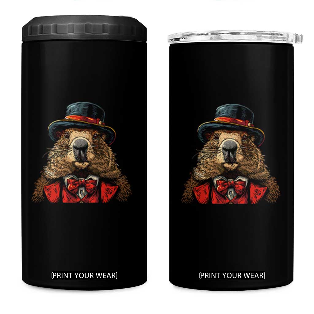 Cute Groundhog 4 in 1 Can Cooler Tumbler Woodchuck Day Animal Lover TS02 One Size: 16 oz Black Print Your Wear
