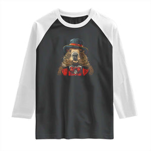 Cute Groundhog Raglan Shirt Woodchuck Day Animal Lover TS02 Black White Print Your Wear